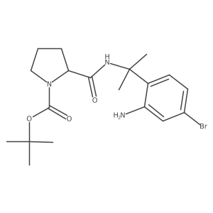 tert-butyl (2S)-2-[2-(2-amino-4-bromophenyl)propan-2-ylcarbamoyl]pyrrolidine-1-carboxylate结构式