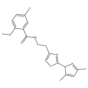 5-chloro-N-(2-(2-(3,5-dimethyl-1H-pyrazol-1-yl)thiazol-4-yl)ethyl)-2-methoxybenzamide Structure