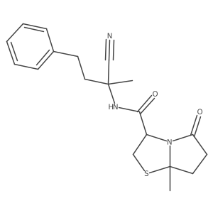 N-(1-cyano-1-methyl-3-phenylpropyl)-7a-methyl-5-oxo-hexahydropyrrolo[2,1-b][1,3]thiazole-3-carboxamide Structure