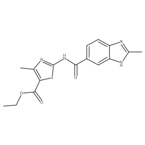 ethyl 4-methyl-2-{[(2-methyl-1H-benzimidazol-5-yl)carbonyl]amino}-1,3-thiazole-5-carboxylate结构式