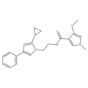 N-(2-(5-cyclopropyl-3-(pyridin-4-yl)-1H-pyrazol-1-yl)ethyl)-3-methoxy-1-methyl-1H-pyrazole-4-carboxamide结构式