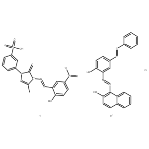 Dihydrogen (3-(4,5-dihydro-4-((2-hydroxy-5-nitrophenyl)azo)-3-methyl-5-oxo-1H-pyrazol-1-yl)benzenesulphonato(3-))(1-((2-hydroxy-5-(phenylazo)phenyl)azo)-2-naphtholato(2-))chromate(2-) Structure