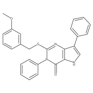 2-((3-methoxybenzyl)thio)-3,7-diphenyl-3H-pyrrolo[3,2-d]pyrimidin-4(5H)-one Structure