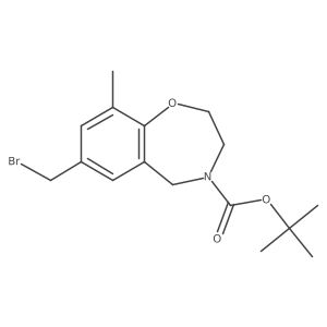 Tert-butyl 7-(bromomethyl)-9-methyl-2,3,4,5-tetrahydro-1,4-benzoxazepine-4-carboxylate结构式
