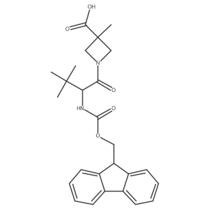 1-[(2R)-2-({[(9H-fluoren-9-yl)methoxy]carbonyl}amino)-3,3-dimethylbutanoyl]-3-methylazetidine-3-carboxylic acid结构式