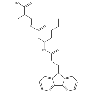 3-[(3S)-3-({[(9H-fluoren-9-yl)methoxy]carbonyl}amino)heptanamido]-2-methylpropanoic acid结构式