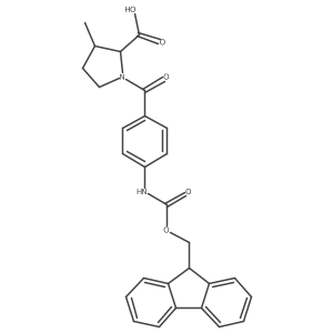 1-[4-({[(9H-fluoren-9-yl)methoxy]carbonyl}amino)benzoyl]-3-methylpyrrolidine-2-carboxylic acid结构式
