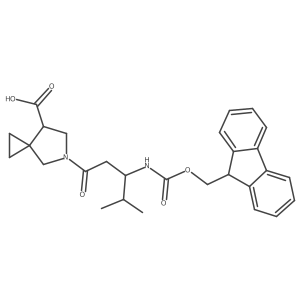 5-[3-({[(9H-fluoren-9-yl)methoxy]carbonyl}amino)-4-methylpentanoyl]-5-azaspiro[2.4]heptane-7-carboxylic acid结构式