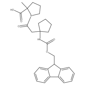 1-{2-[1-({[(9H-fluoren-9-yl)methoxy]carbonyl}amino)cyclopentyl]acetyl}-2-methylpyrrolidine-2-carboxylic acid结构式