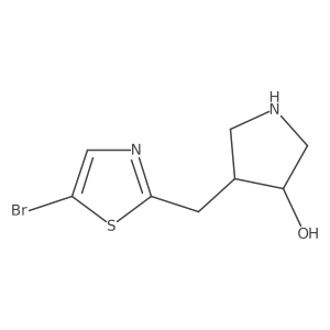 rac-(3R,4S)-4-[(5-bromo-1,3-thiazol-2-yl)methyl]pyrrolidin-3-ol结构式