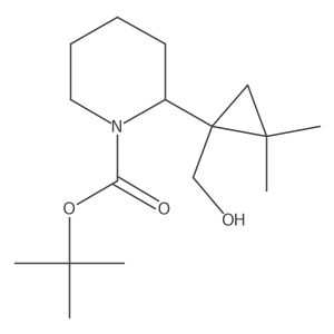 Tert-butyl 2-[1-(hydroxymethyl)-2,2-dimethylcyclopropyl]piperidine-1-carboxylate结构式