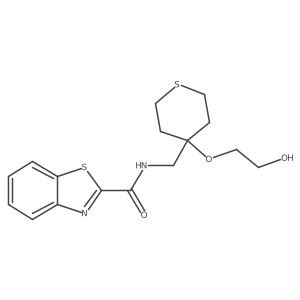N-((4-(2-hydroxyethoxy)tetrahydro-2H-thiopyran-4-yl)methyl)benzo[d]thiazole-2-carboxamide Structure