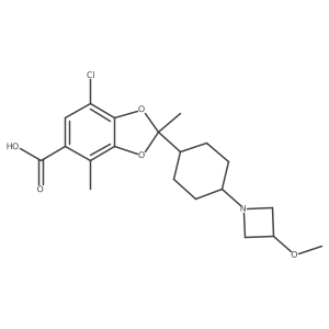 7-Chloro-2-[4-(3-methoxyazetidin-1-yl)cyclohexyl]-2,4-dimethylbenzo[d][1,3]dioxole-5-carboxylic Acid Structure