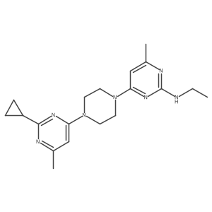 4-[4-(2-cyclopropyl-6-methylpyrimidin-4-yl)piperazin-1-yl]-N-ethyl-6-methylpyrimidin-2-amine Structure