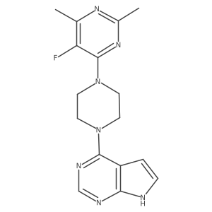 5-fluoro-2,4-dimethyl-6-(4-{7H-pyrrolo[2,3-d]pyrimidin-4-yl}piperazin-1-yl)pyrimidine Structure