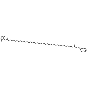 2,5-Dioxopyrrolidin-1-yl 1-((1R,8S,9s)-bicyclo[6.1.0]non-4-yn-9-yl)-3-oxo-2,7,10,13,16,19,22,25,28,31,34,37,40-tridecaoxa-4-azatritetracontan-43-oate结构式