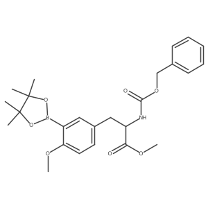 O-Methyl-N-[(phenylmethoxy)carbonyl]-3-(4,4,5,5-tetramethyl-1,3,2-dioxaborolan-2-yl)-L-tyrosine methyl ester结构式