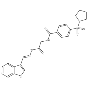 (E)-N-(2-(2-((1H-indol-3-yl)methylene)hydrazinyl)-2-oxoethyl)-4-(pyrrolidin-1-ylsulfonyl)benzamide Structure