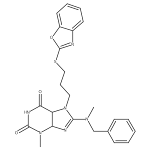 7-[3-(1,3-Benzoxazol-2-ylsulfanyl)propyl]-8-[benzyl(methyl)amino]-3-methyl-4,5-dihydropurine-2,6-dione结构式