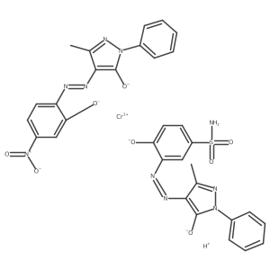 Cc1nn(-c2ccccc2)c([O-])c1N=Nc1cc(S(N)(=O)=O)ccc1[O-].Cc1nn(-c2ccccc2)c([O-])c1N=Nc1ccc([N+](=O)[O-])cc1[O-].[Cr+3].[H+]结构式