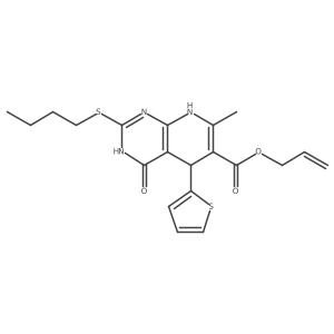 Allyl 2-(butylthio)-7-methyl-4-oxo-5-(2-thienyl)-3,4,5,8-tetrahydropyrido[2,3-d]pyrimidine-6-carboxylate Structure