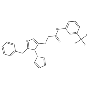 2-{[5-benzyl-4-(1H-pyrrol-1-yl)-4H-1,2,4-triazol-3-yl]sulfanyl}-N-[3-(trifluoromethyl)phenyl]acetamide结构式