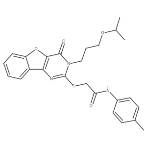 2-((3-(3-isopropoxypropyl)-4-oxo-3,4-dihydrobenzofuro[3,2-d]pyrimidin-2-yl)thio)-N-(p-tolyl)acetamide结构式