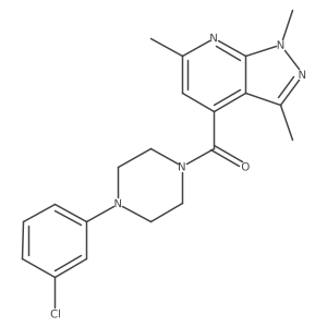 [4-(3-chlorophenyl)piperazino](1,3,6-trimethyl-1H-pyrazolo[3,4-b]pyridin-4-yl)methanone结构式