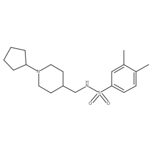 N-((1-cyclopentylpiperidin-4-yl)methyl)-3,4-dimethylbenzenesulfonamide结构式