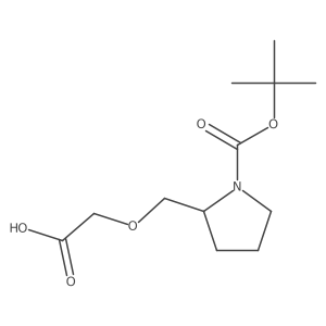 (r)-2-((1-(Tert-butoxycarbonyl)pyrrolidin-2-yl)methoxy)acetic acid结构式