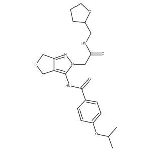 4-isopropoxy-N-(2-(2-oxo-2-(((tetrahydrofuran-2-yl)methyl)amino)ethyl)-4,6-dihydro-2H-thieno[3,4-c]pyrazol-3-yl)benzamide Structure