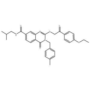 2-((2-(4-ethoxyphenyl)-2-oxoethyl)thio)-N-isobutyl-3-(4-methylbenzyl)-4-oxo-3,4-dihydroquinazoline-7-carboxamide结构式