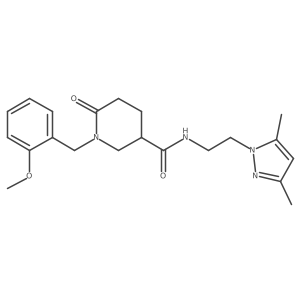 N-[2-(3,5-dimethyl-1H-pyrazol-1-yl)ethyl]-1-(2-methoxybenzyl)-6-oxo-3-piperidinecarboxamide结构式