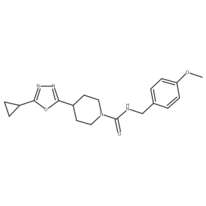 4-(5-cyclopropyl-1,3,4-oxadiazol-2-yl)-N-(4-methoxybenzyl)piperidine-1-carboxamide结构式