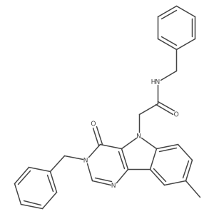 N-benzyl-2-(3-benzyl-8-methyl-4-oxo-3H-pyrimido[5,4-b]indol-5(4H)-yl)acetamide结构式