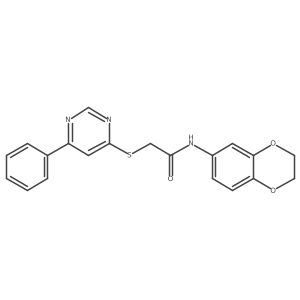 N-(2,3-dihydrobenzo[b][1,4]dioxin-6-yl)-2-((6-phenylpyrimidin-4-yl)thio)acetamide结构式