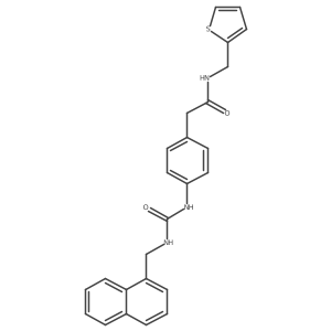 2-(4-(3-(naphthalen-1-ylmethyl)ureido)phenyl)-N-(thiophen-2-ylmethyl)acetamide结构式