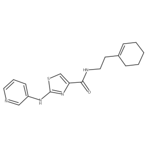 N-(2-(cyclohex-1-en-1-yl)ethyl)-2-(pyridin-3-ylamino)thiazole-4-carboxamide结构式