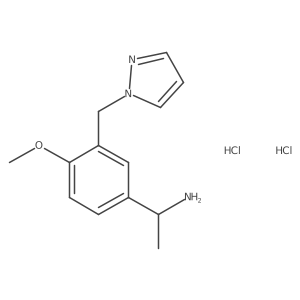 1-[4-methoxy-3-(1H-pyrazol-1-ylmethyl)phenyl]ethan-1-amine dihydrochloride Structure