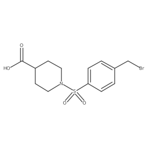 1-((4-(Bromomethyl)phenyl)sulfonyl)piperidine-4-carboxylic acid Structure