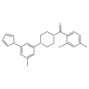 (2-chloro-4-fluorophenyl)(4-(2-methyl-6-(1H-pyrrol-1-yl)pyrimidin-4-yl)piperazin-1-yl)methanone结构式
