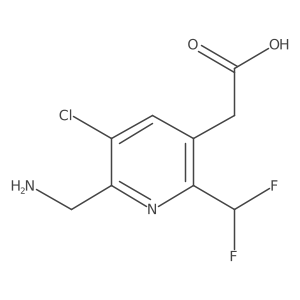 2-(Aminomethyl)-3-chloro-6-(difluoromethyl)pyridine-5-acetic acid结构式