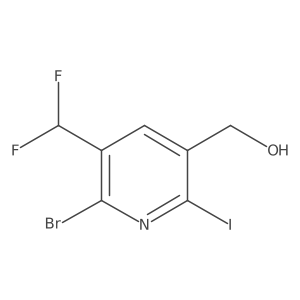 (6-Bromo-5-(difluoromethyl)-2-iodopyridin-3-yl)methanol Structure