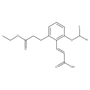 2-(Difluoromethoxy)-6-(3-ethoxy-3-oxopropyl)cinnamic acid Structure