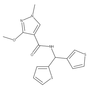 3-methoxy-1-methyl-N-(thiophen-2-yl(thiophen-3-yl)methyl)-1H-pyrazole-4-carboxamide Structure