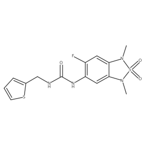 1-(6-Fluoro-1,3-dimethyl-2,2-dioxido-1,3-dihydrobenzo[c][1,2,5]thiadiazol-5-yl)-3-(thiophen-2-ylmethyl)urea结构式