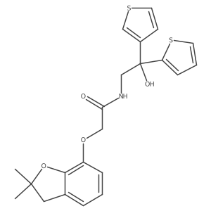 2-((2,2-dimethyl-2,3-dihydrobenzofuran-7-yl)oxy)-N-(2-hydroxy-2-(thiophen-2-yl)-2-(thiophen-3-yl)ethyl)acetamide Structure