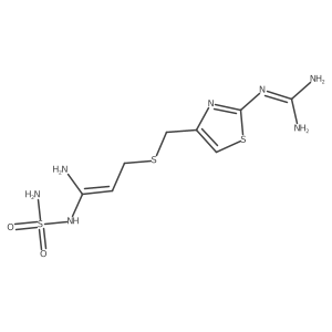 N-[4-[[[3-Amino-3-[(aminosulfonyl)amino]-2-propen-1-yl]thio]methyl]-2-thiazolyl]-guanidine Structure