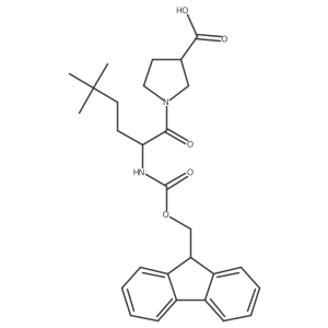1-[2-({[(9H-fluoren-9-yl)methoxy]carbonyl}amino)-5,5-dimethylhexanoyl]pyrrolidine-3-carboxylic acid Structure