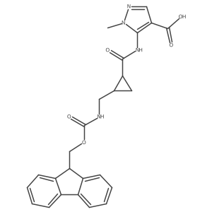 rac-5-[(1R,2S)-2-[({[(9H-fluoren-9-yl)methoxy]carbonyl}amino)methyl]cyclopropaneamido]-1-methyl-1H-pyrazole-4-carboxylic acid结构式